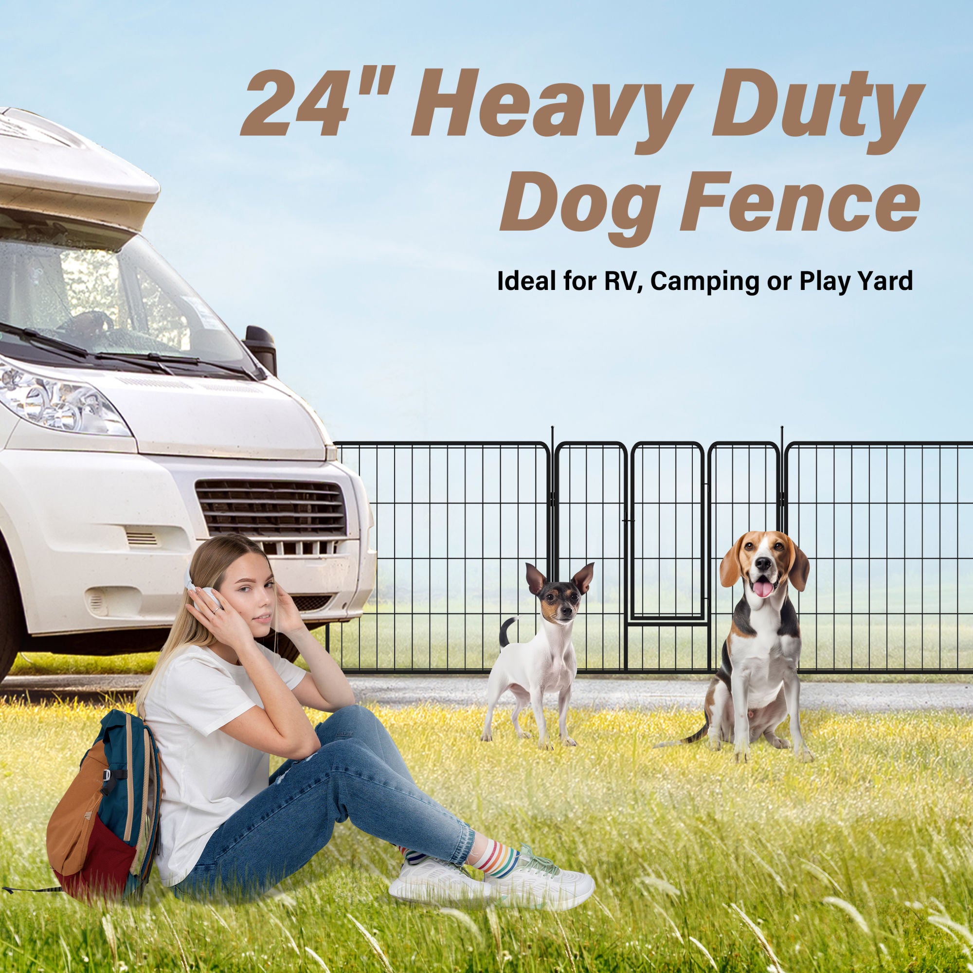 Dog Playpen Indoor Outdoor, 24" Height Doba